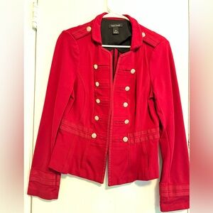 White House Black Market Red Blazer with Gold Accents